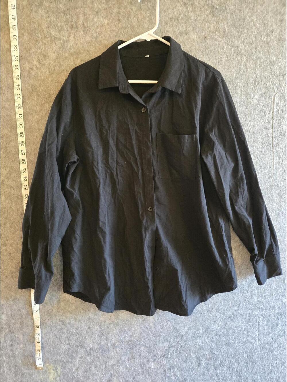 Classic Casual Black 100% Cotton Button Down Shirt Sz L